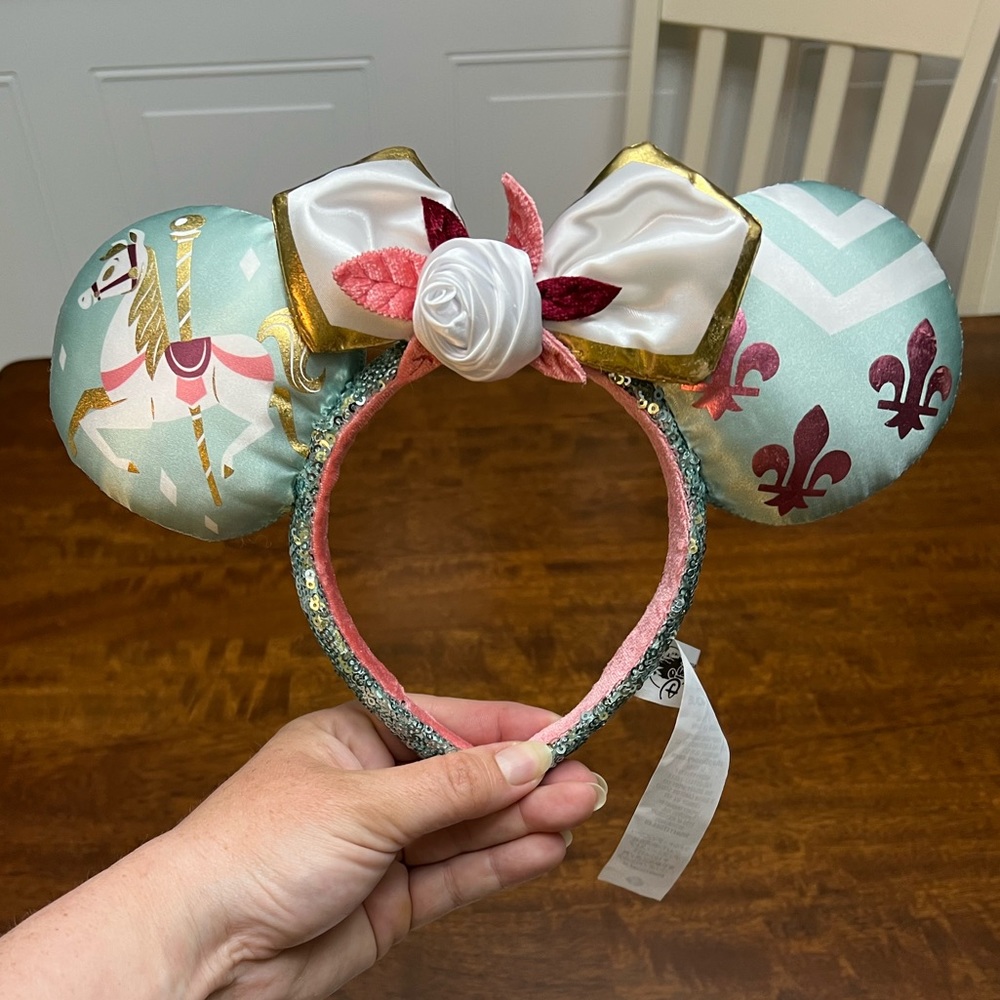 Disney Parks Minnie Main Attraction King Arthur Carousel Ear Headband NWOT